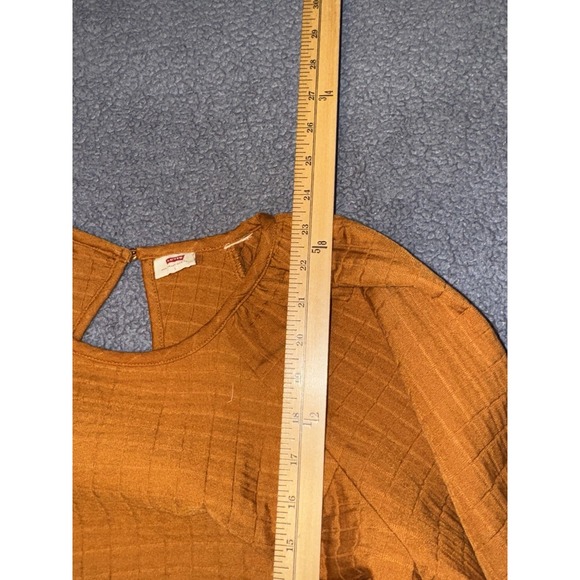 LEVI'S Cait Puff-Sleeve Blouse Burnt Orange Size Large - Picture 3 of 7